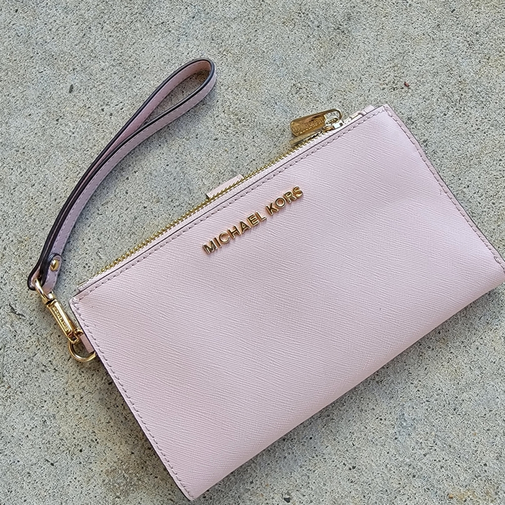 Michael Kors Pink Blush & Gold Wallet Clutch Wristlet - Picture 7 of 7